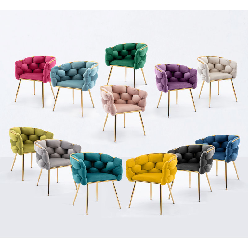 Luxury Modern Simple Leisure Velvet Single Sofa Chair Bedroom Lazy Person Household Dresser Stool Manicure Table Back Chair Gray