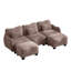 Canapé en forme de U en chenille avec 3 coussins de taille exquise, canapé modulaire surdimensionné à 3 places avec 2 repose-pieds mobiles, conception incurvée ergonomique, canapé modulaire facile à assembler pour le bureau du salon, poussière de rose