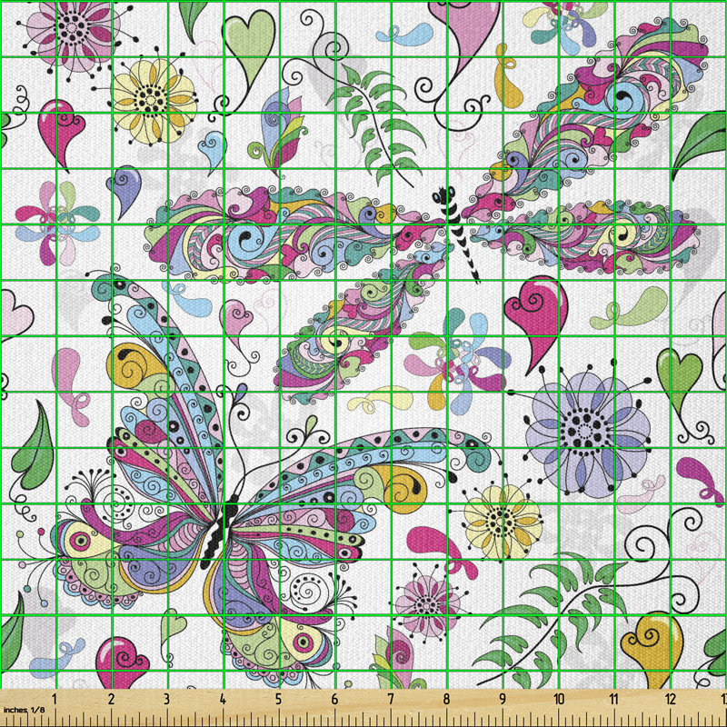 Dejamarie Butterfly Dragonfly with Diverse Lines Multi-Purpose Fabric