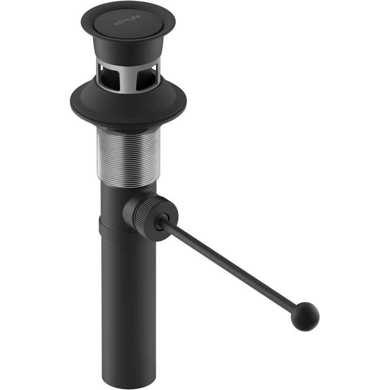 Premier Exposed 1.25" Pop-Up Bathroom Sink Drain With Overflow, Yes, Matte Black