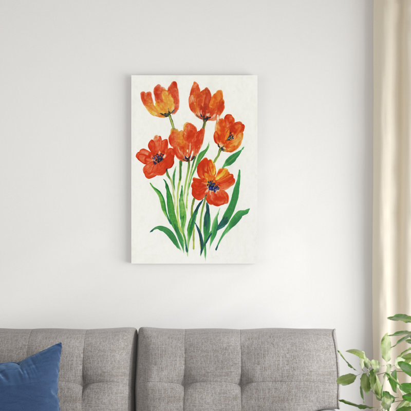 Tulipes rouges en fleurs II, H 30 po x l 20 po x P 1 po