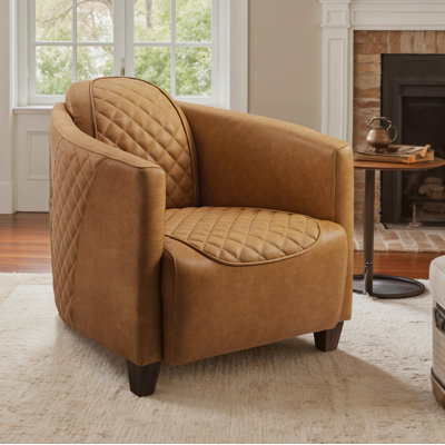 Paynesville Tufted Genuine Leather Upholstered Accent Arm Barrel Chair by 17 Stories