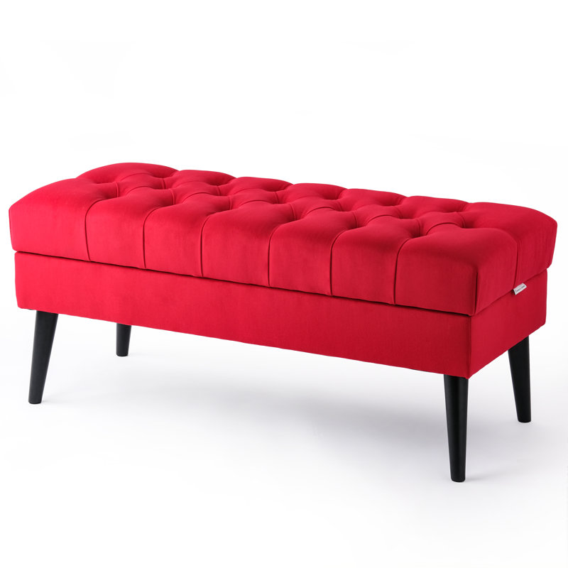 Velvet Upholstered Storage Bench, 49cm H x 120cm W x 35cm D