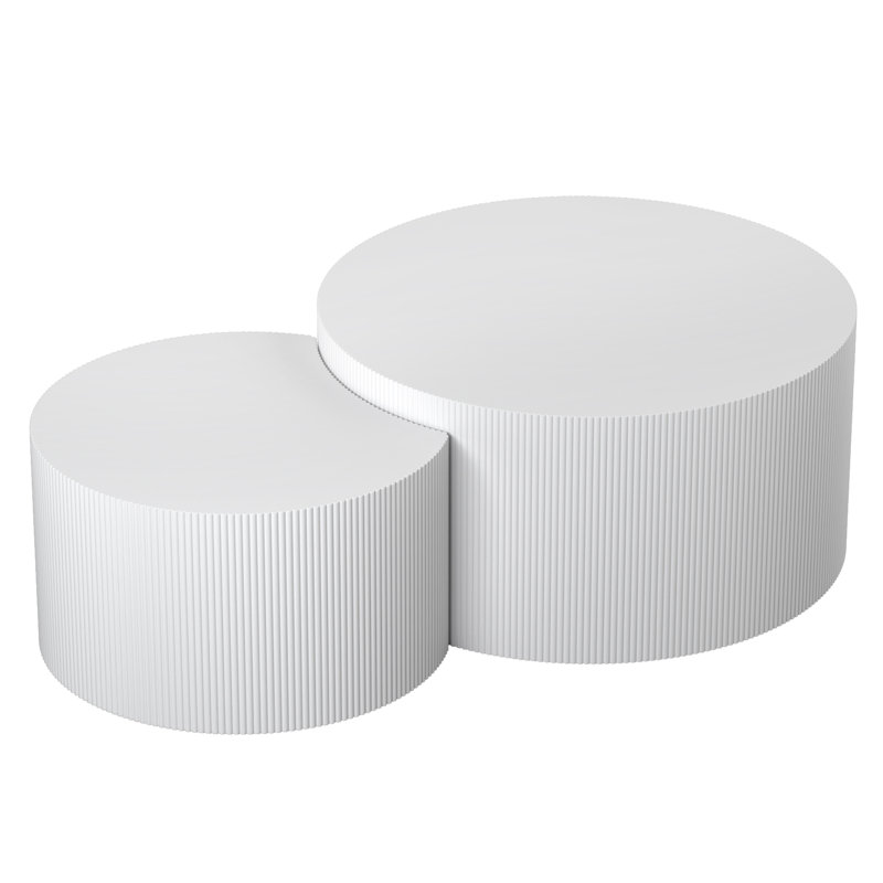 Fronnie 31.5" W 2-Piece Round Nesting Coffee Table Set, White