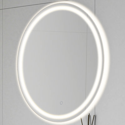 Grand miroir de meuble-lavabo mural ovale sans cadre à intensité variable à DEL à intensité variable de 28 po x H 36 po Dane