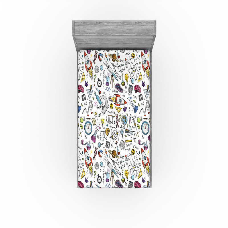 Multicolore Ambesonne Science, Drap-housse de taille simple