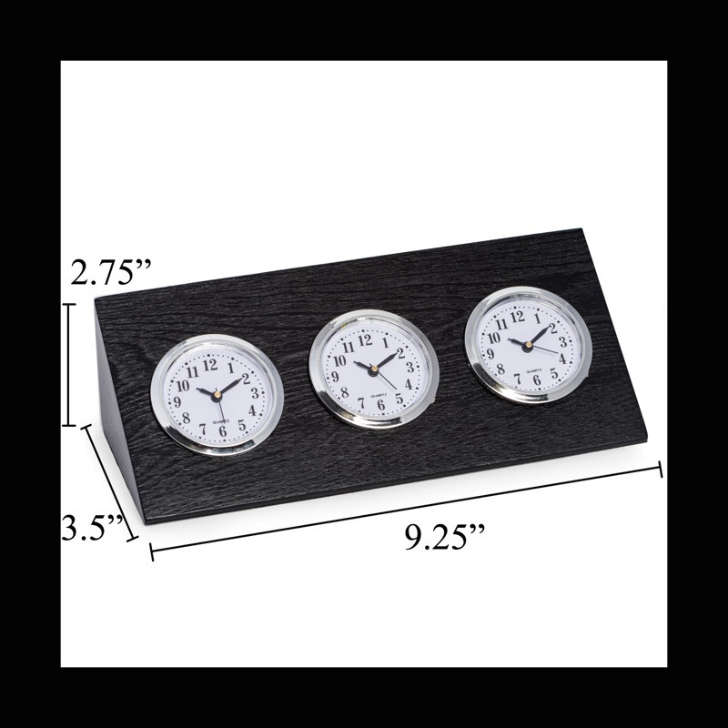 Traditional Analog Rosewood Solid Wood Atomic Tabletop Clock in Black