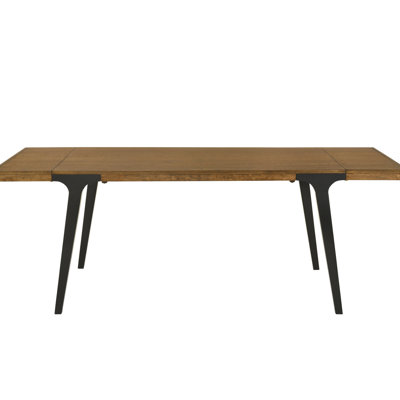 Table de salle à manger en noyer et noir, siège rembourré, 2 rallonges, dossier en métal, plateau en bois de 18 mm d'épaisseur, capacité de poids de 100 lb avec table et dossier