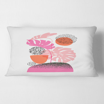 Housse et insert de coussin rectangulaire lune et soleil avec feuilles tropicales