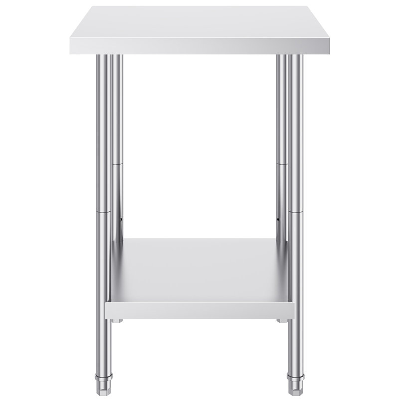 Table de préparation en acier inoxydable table de travail en métal robuste avec 3 niveaux de hauteur réglables