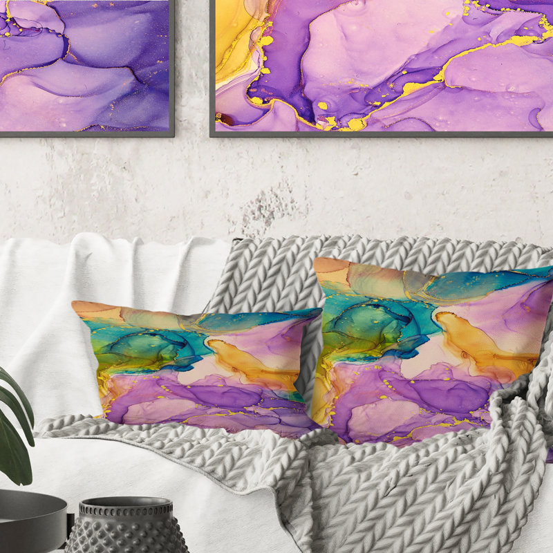 Coussin 1 - Mauve, jaune et vert