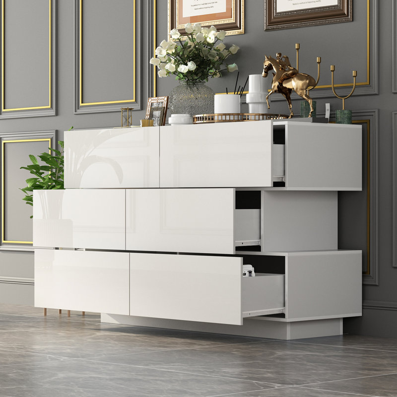 Bhavina 50.8'' W 6 - Drawer Dresser, White