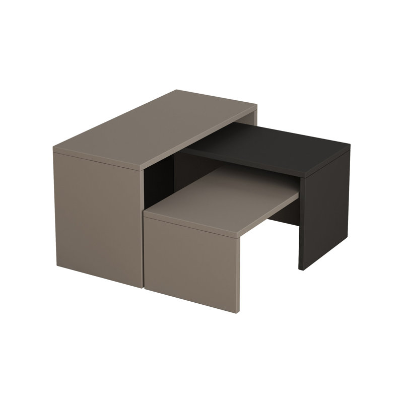Tables gigognes 3 pièces Alquin, Moka clair / gris anthracite