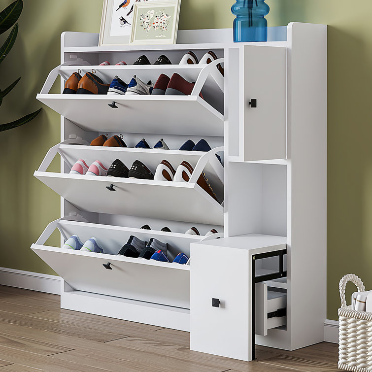 24 Pair Shoe Storage Cabinet Latitude Run Finish: White