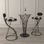 Ensemble de 2 tabourets de bar rembourrés en forme de S avec tabouret de bar rond en velours et imprimé football pour la cuisine et le salon (structure noire et dossier noir)-795951257
