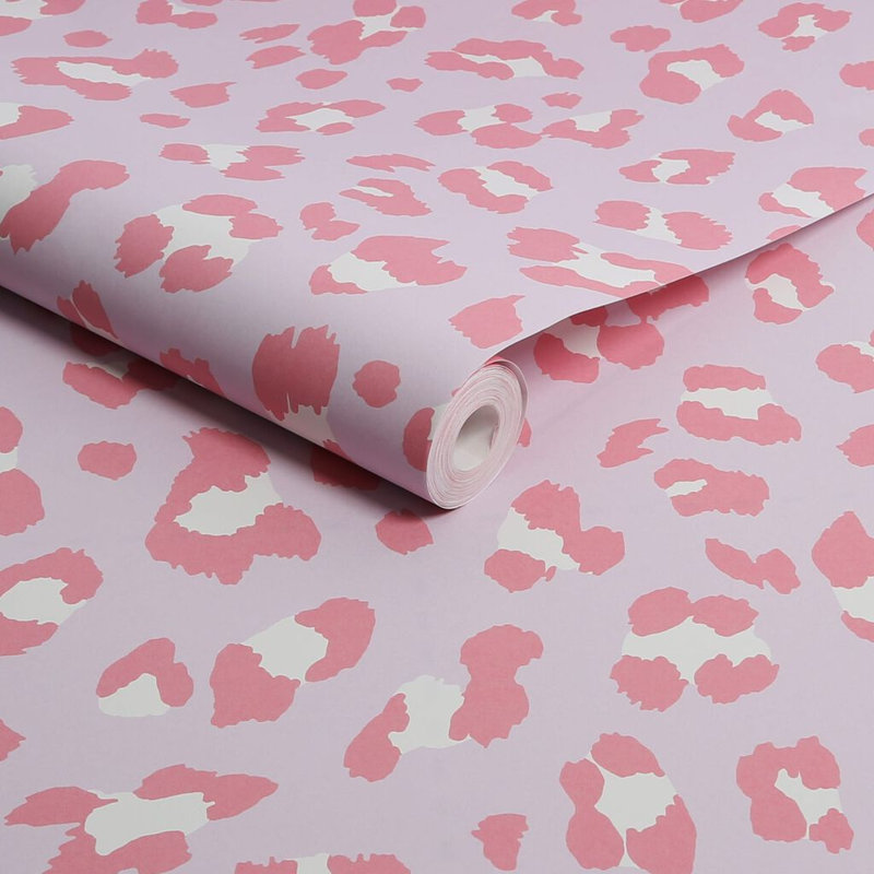 Envy Big Cat Leopard Print Wallpaper, Pink