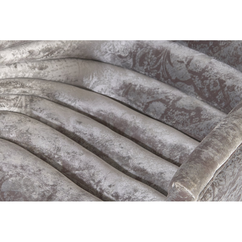 Contemporary Gray Velvet Barrel Accent Chair with Metal Legs