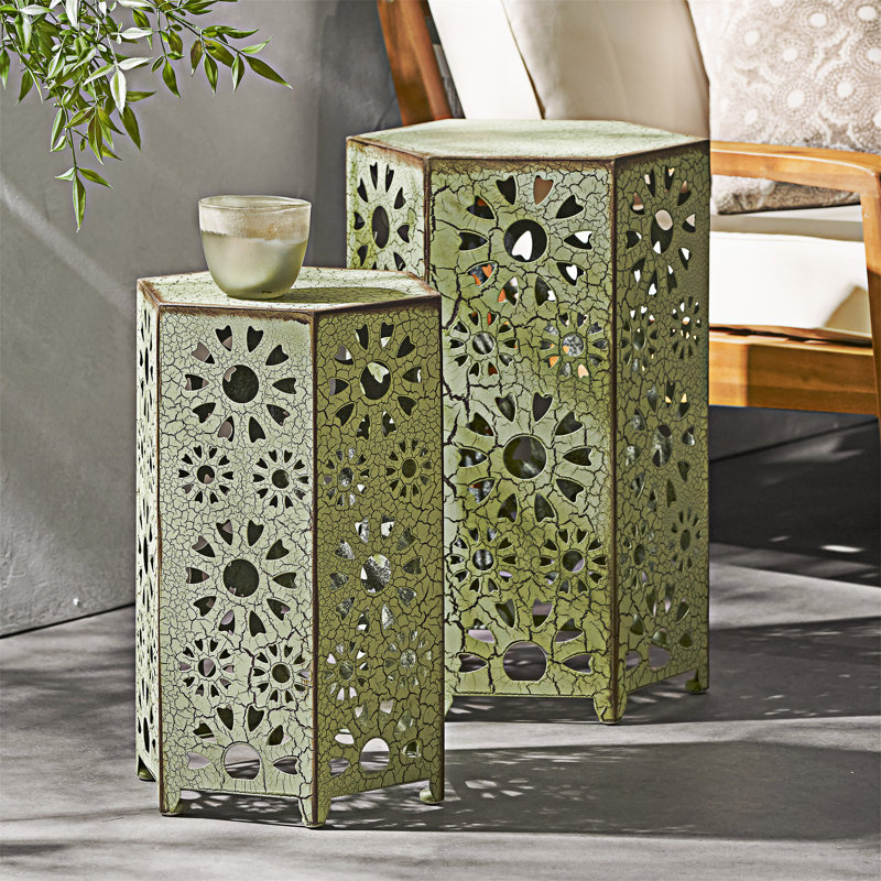 Ensemble de tables d'appoint d'extérieur, Vert