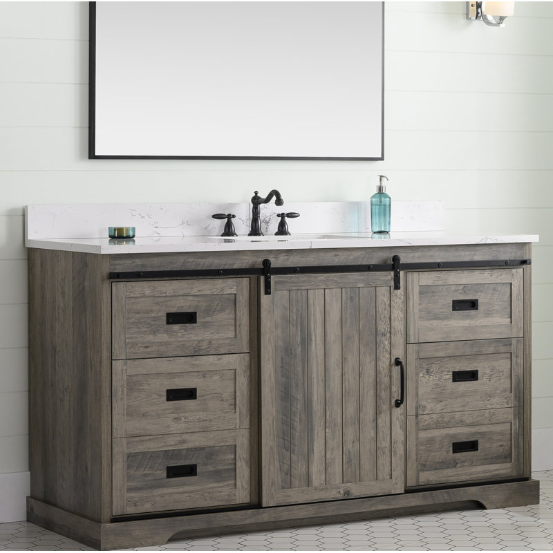 Ensemble de meuble-lavabo simple 60 po Cayden, Gris patiné