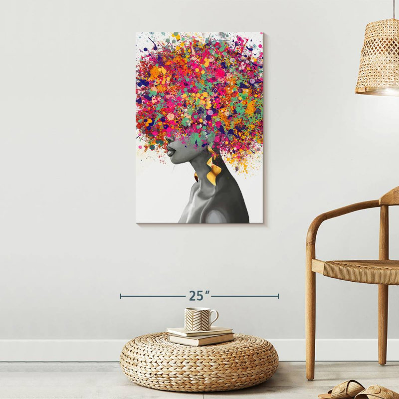 Impression sur toile Afro Hair Pop, H 30 po x l 20 po x P 1,25 po