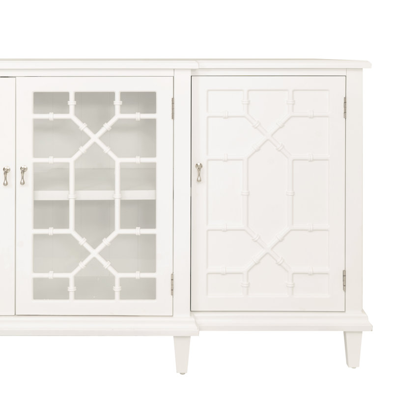Retha 84in Wooden 4 Door Credenza in White, White