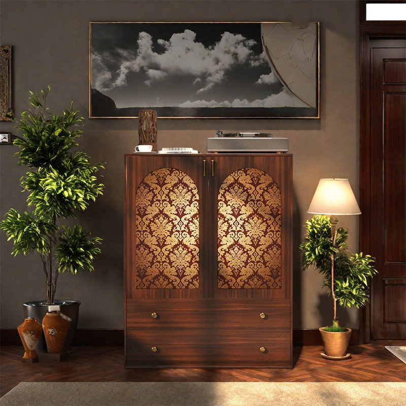 Armoire de rangement décorative en pin naturel