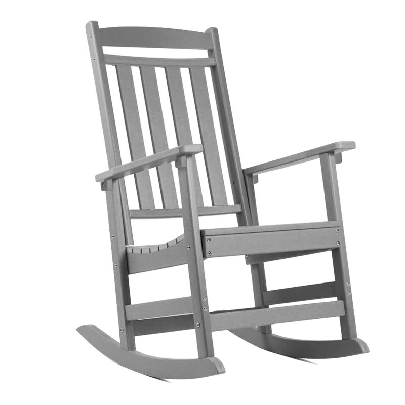  Chaise berçante d'extérieur en PEHD Abrahms, gris