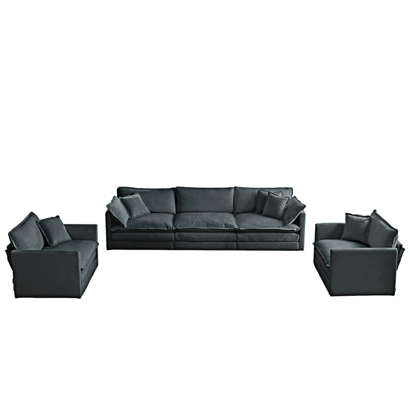 Upholstered Sofa Set With Pillows