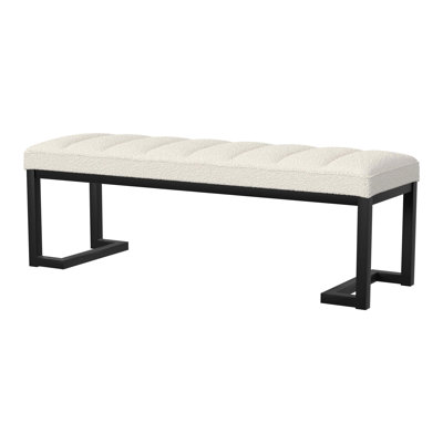 Boucle Upholstered Tufted Accent Bench Charcoal