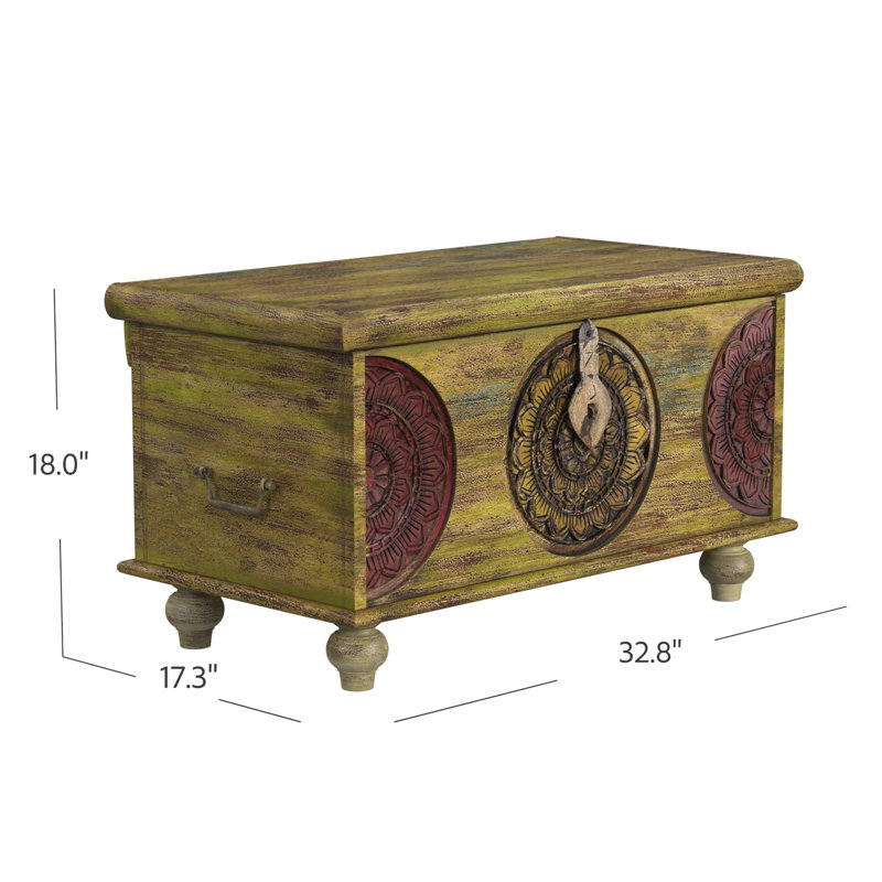 Mesa Carved Wood Trunk Coffee Table