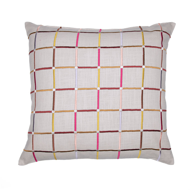 Housse de coussin carré à carreaux en mélange de coton texturé, Housse de coussin seulement - sans coussin, 24 po x 24 po
