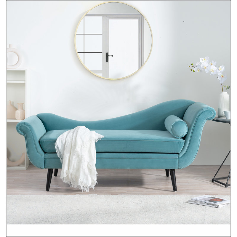Chaise longue avec accoudoirs à volutes, Vert