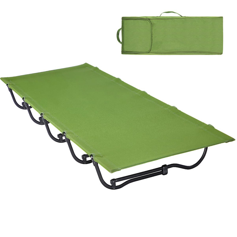 Lit de camping pliant portatif et robuste, Vert