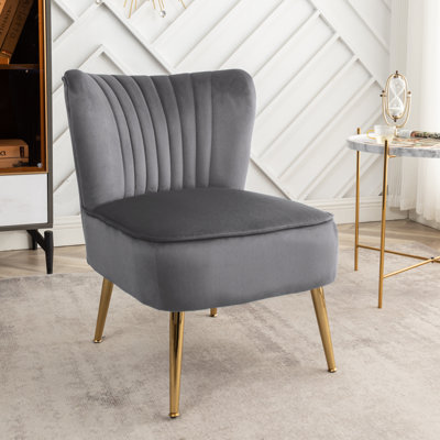 Seelinger Velvet Accent Chair with Gold Chrome Legs