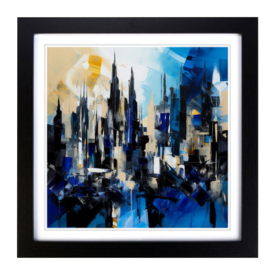 City Of Dubai Abstract Expressionism No.2 - Single Picture Frame Print on Wood