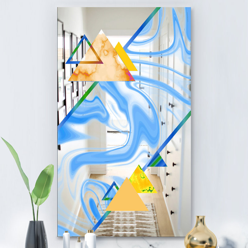 Miroir d'appoint triangulaire, H 24 po x l 32 po, Bleu