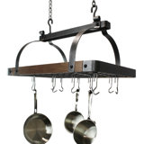 Signature 30" Rectangle Ceiling Pot Rack Hammered Steel & 24 Hooks
