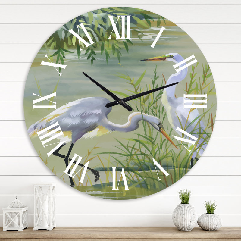 Heron Birds I - Horloge murale traditionnelle, Grand