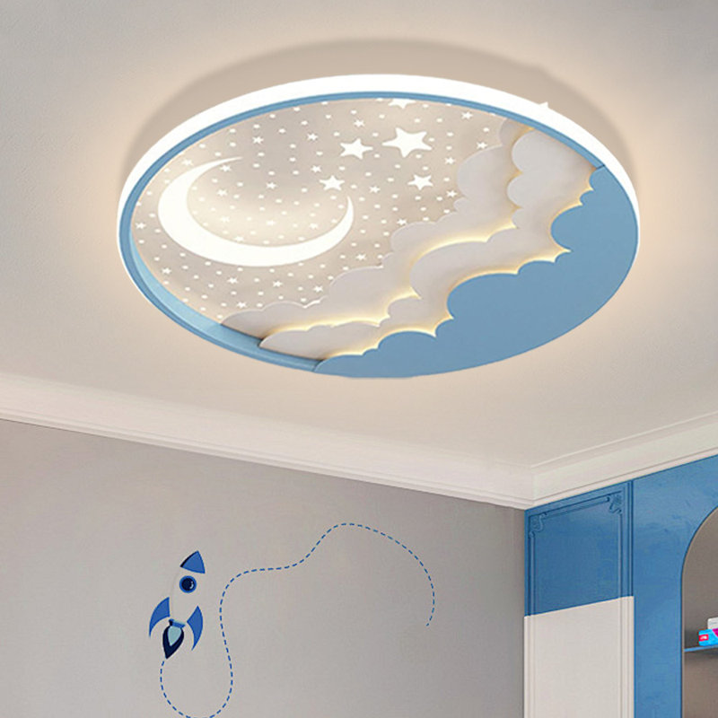 Flush-mounted LED Ceiling Light, 1 Bulb, 50 cm, Blue, 10cm H x 50cm W x 50cm D