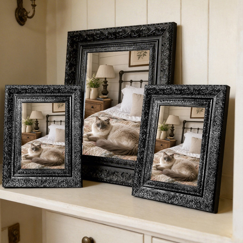 Black 3 PCS 5" x 7" Warm Picture Frame with Giftable Design, Black, 1, 11" W x 14" H