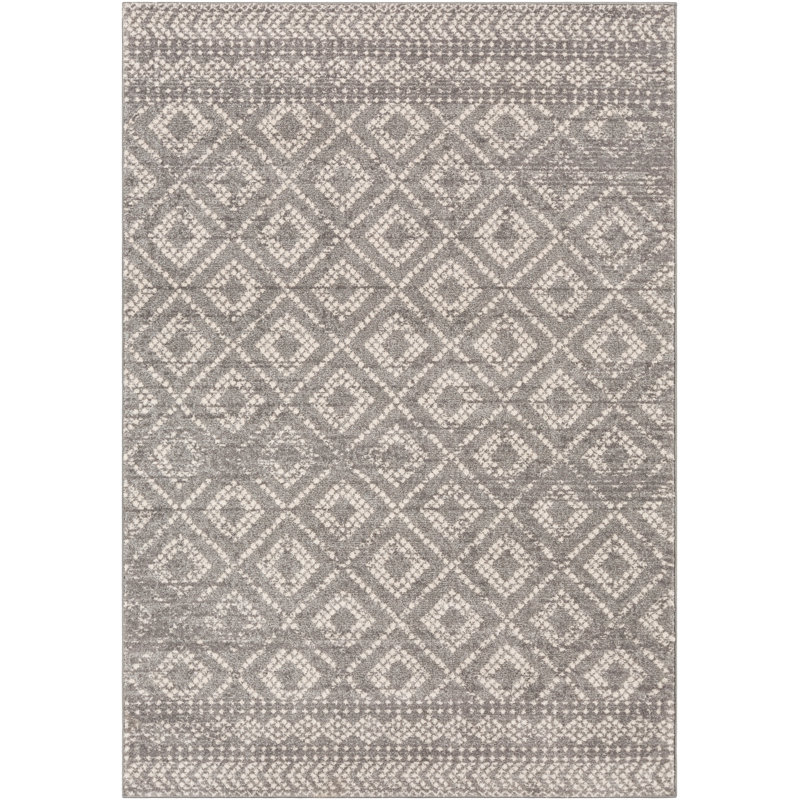 Tapis taupe patiné d'inspiration mondiale Wysocki, Rectangle 5 pi 3 po x 7 pi 3 po