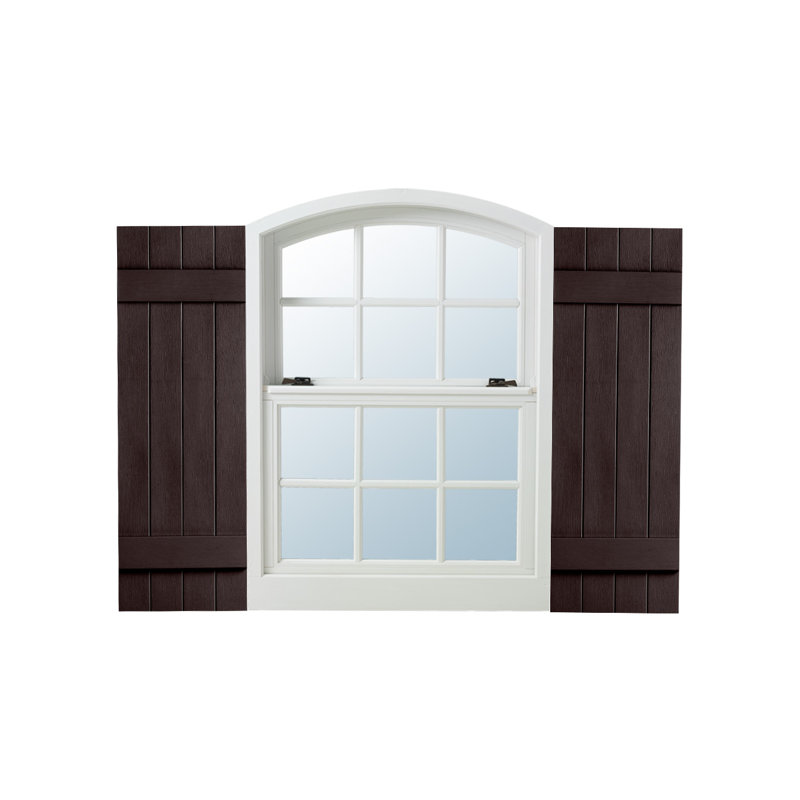 Alpha 35" White Vinyl End Batten Exterior Shutters Pair