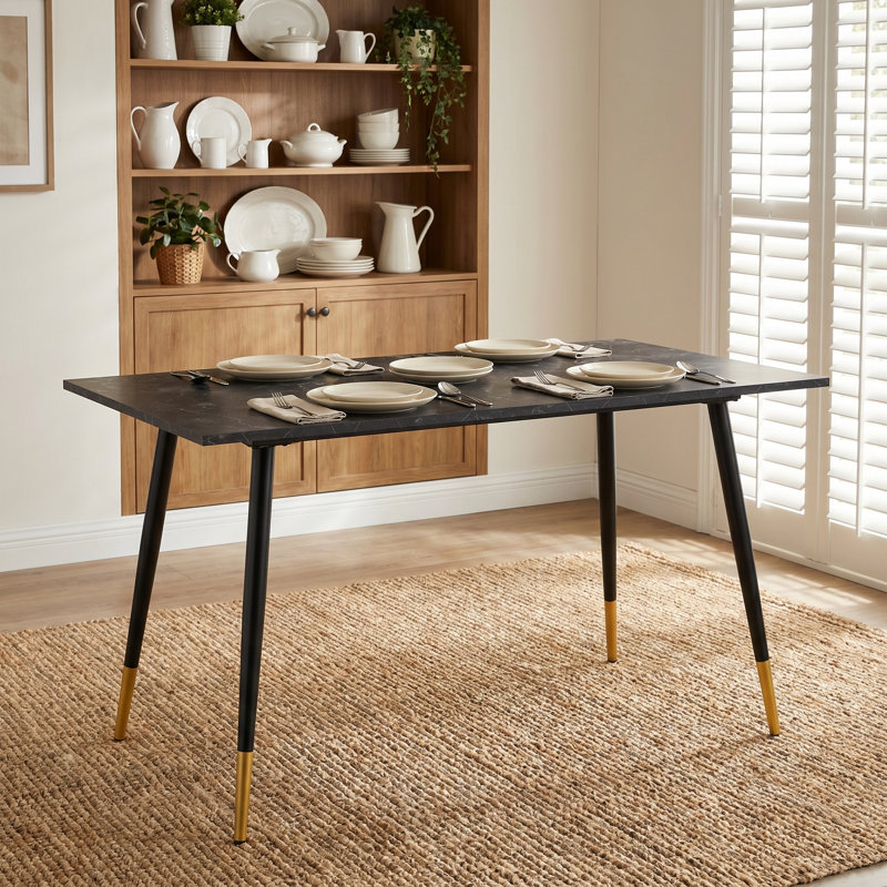 Winser Metal Base Dining Table, Black