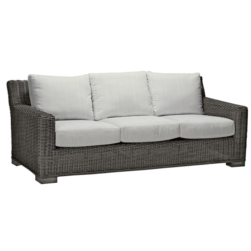 Canapé rustique tissé gris ardoise, Welt, Sunbrella® argent Verona, Gris ardoise