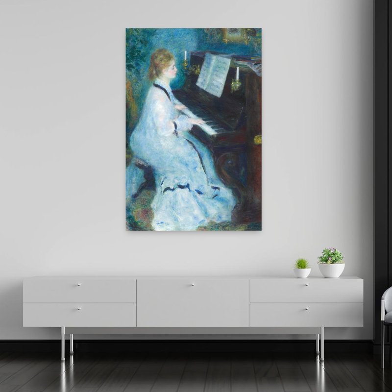 Femme au piano, art mural moderne contemporain, H 60 po x l 40 po