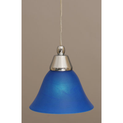 Cord Hung Mini Pendant With 7" Blue Italian Glass