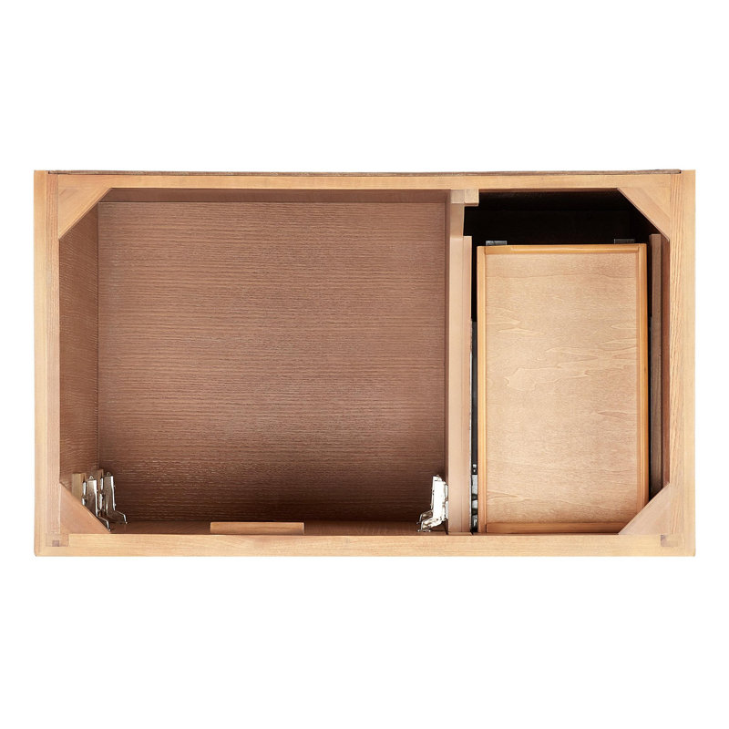 Driftwood Brown Solid Wood Freestanding Vanity Cabinet with Soft Close Hinges