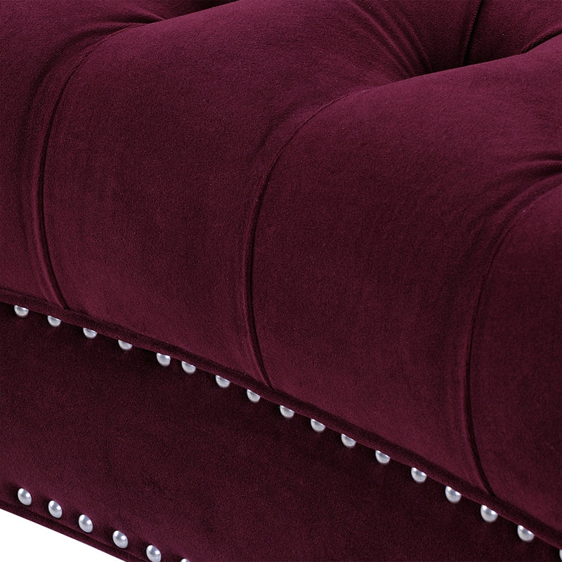 Causeuse Chesterfield La Rosa, velours bourgogne