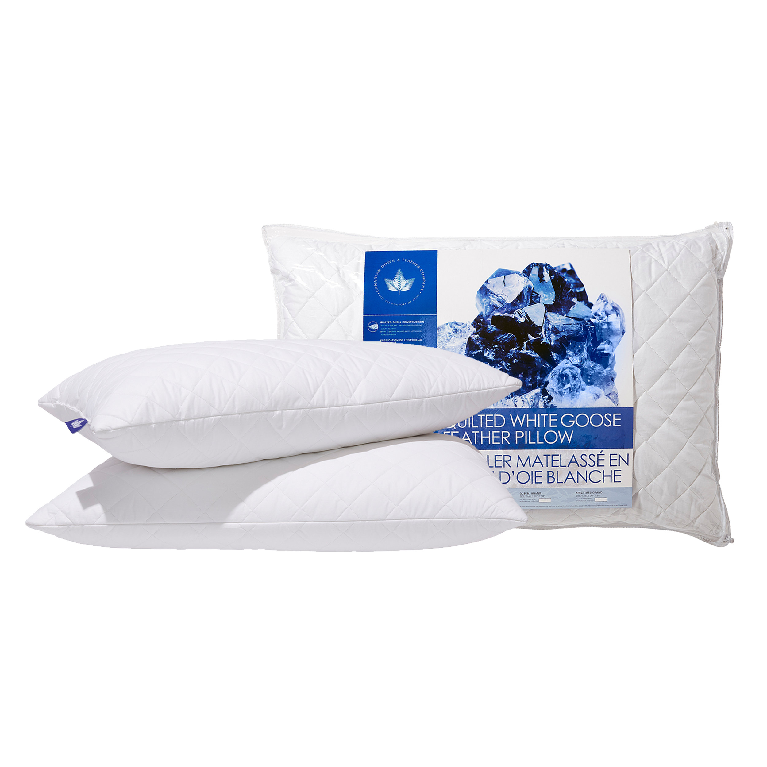 Canadian Down & Feather Company White Goose Feather Pillow, Medium Support 2 Pack