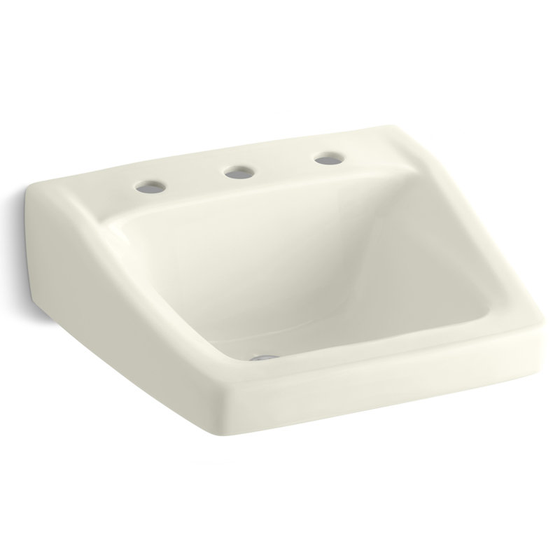Lavabo de salle de bain mural en céramique avec trop-plein 20 po Chesapeake, Biscuit